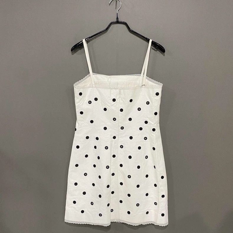 Chanel Chanel White polka dot logo suspender leather skirt 2504-Ne Size XS / US 0-2 / IT 36-38 - 3 Thumbnail