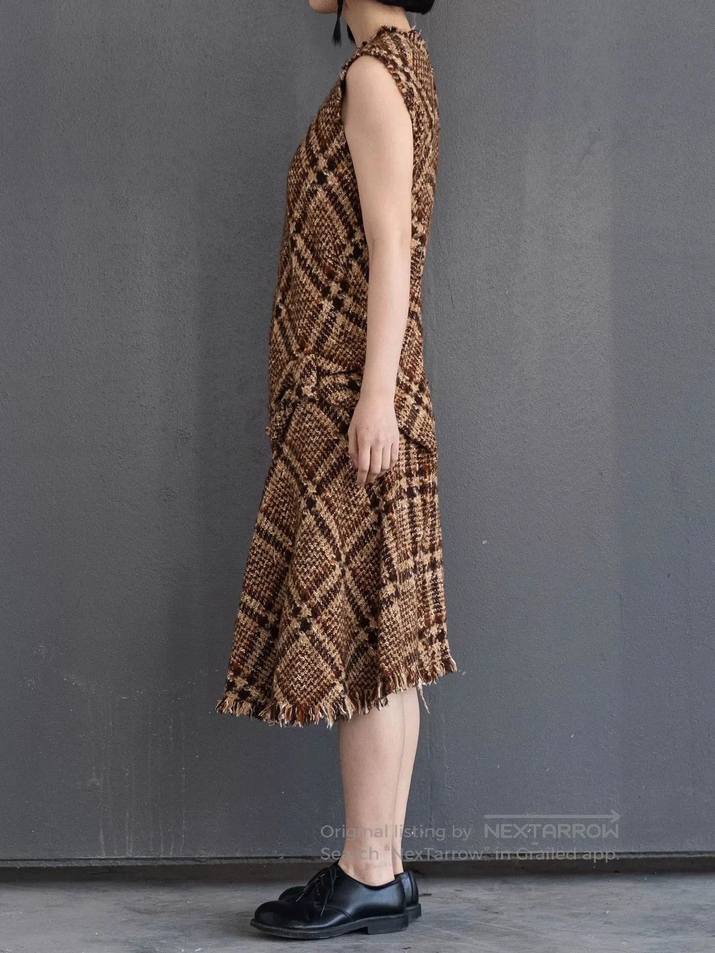 brown tweed dress Sequin Tweed Midi Dress – ELIE SAAB