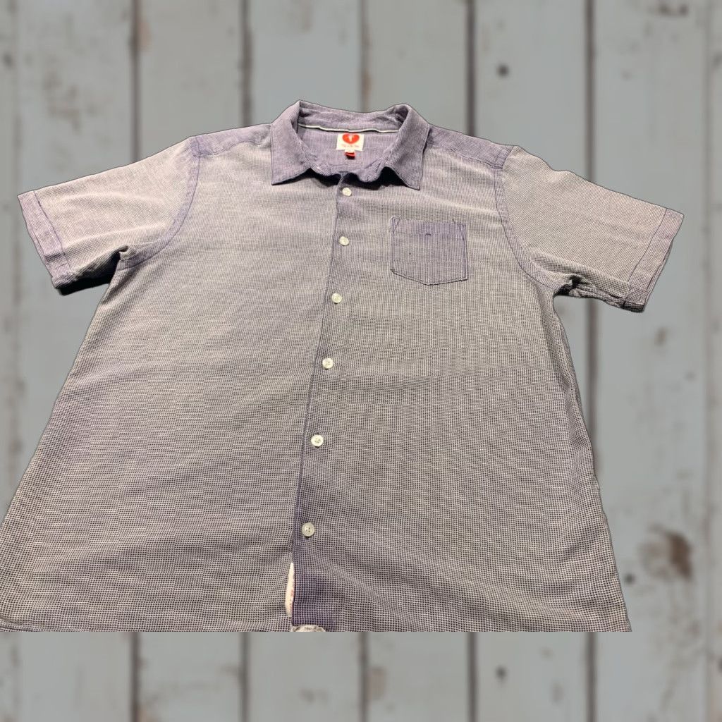 Vintage Toes On The Nose Men's Button-Up Short Sleeve Shirt 2XL Purple Cotton Silk Size US XXL / EU 58 / 5 - 1 Thumbnail