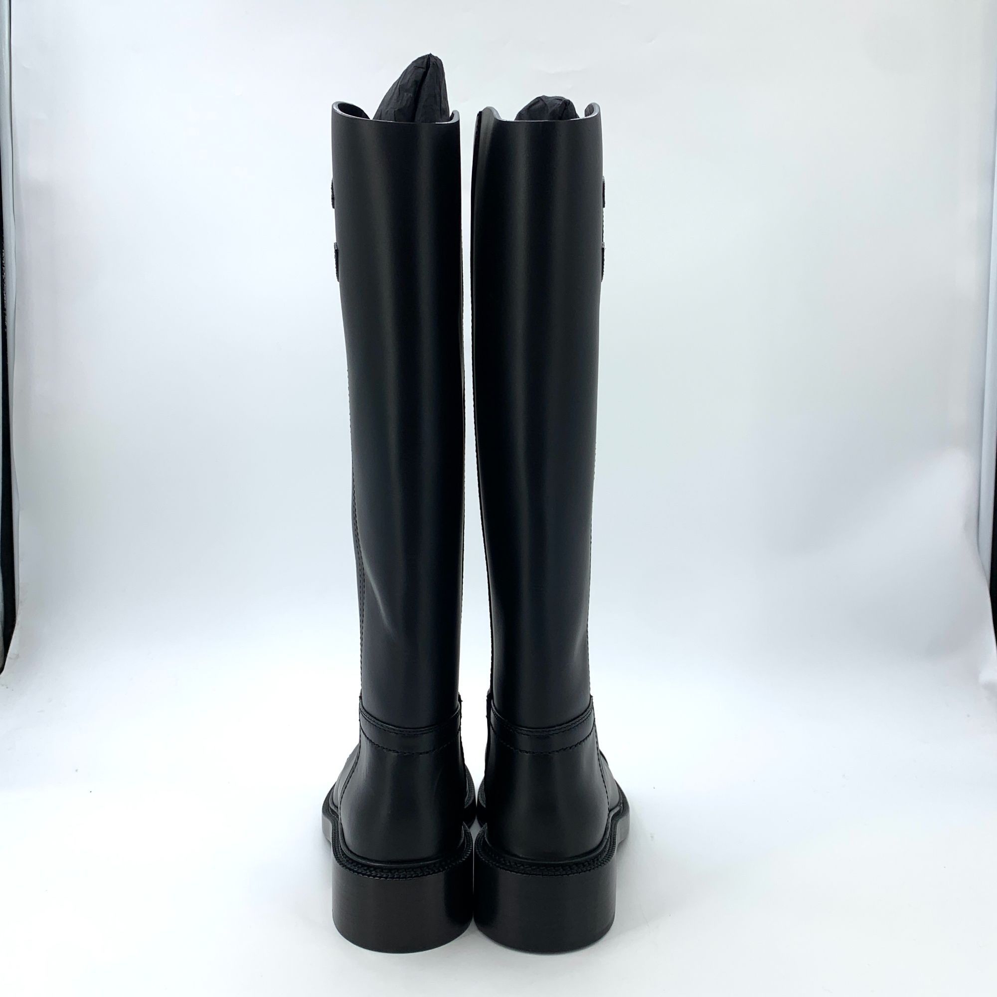 Chanel Chanel Black Logo Leather Riding Boots (Size 38) Size US 8 / IT 38 - 8 Thumbnail