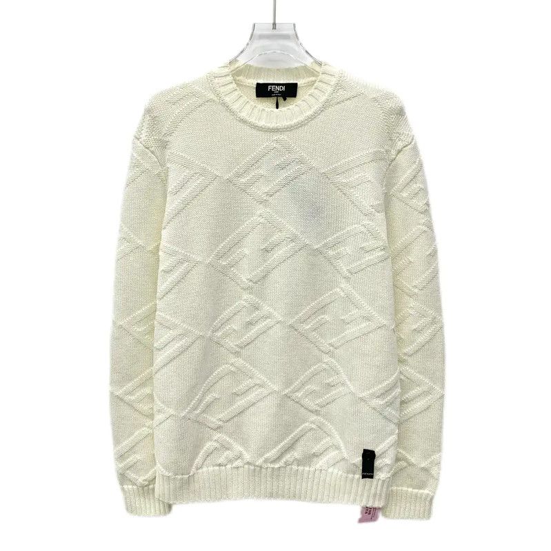 Fendi Fendi Men's Beige Wool Knit Sweater 0089 Size US S / EU 44-46 / 1 - 1 Thumbnail