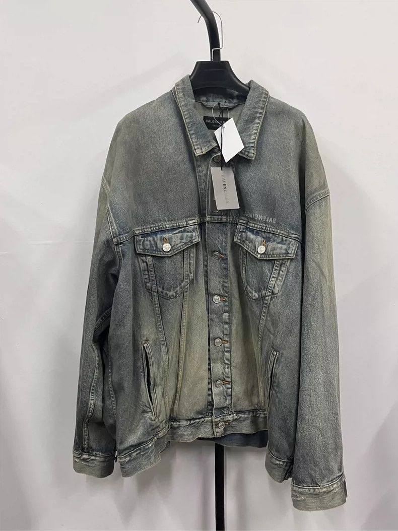 balenciaga blue denim casual long sleeve jacket-dmc