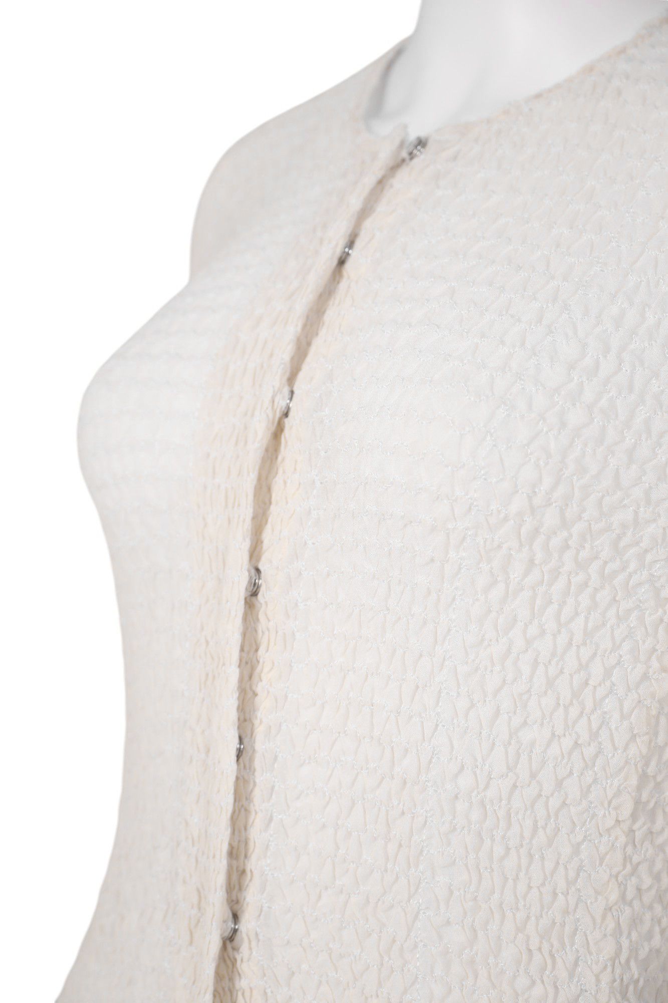 Emporio Armani S/S 2000 Semitransparent Ruched White Cardigan Size S / US 4 / IT 40 - 6 Thumbnail