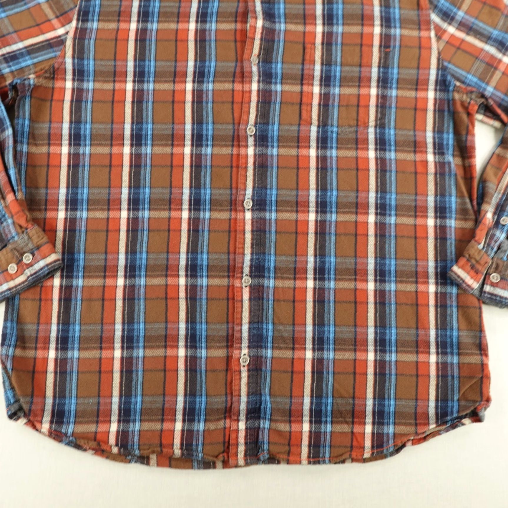 Carbon2Cobalt VINTAGE Carbon 2 Cobalt Shirt Men's Large Plaid Flannel Button-Up Workwear Brown Orange Blue Cotton 90s Mens Large Shirt Size US L / EU 52-54 / 3 - 4 Thumbnail