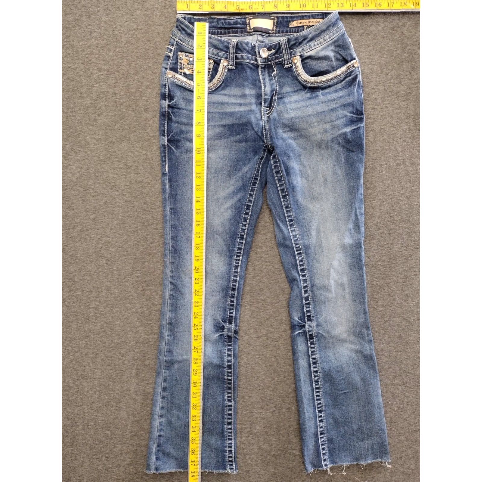 Denime Western Blue Women's Denim Classic Boot Cut Jeans Size 28 Rhinestones Size 28" / US 6 / IT 42 - 5 Thumbnail