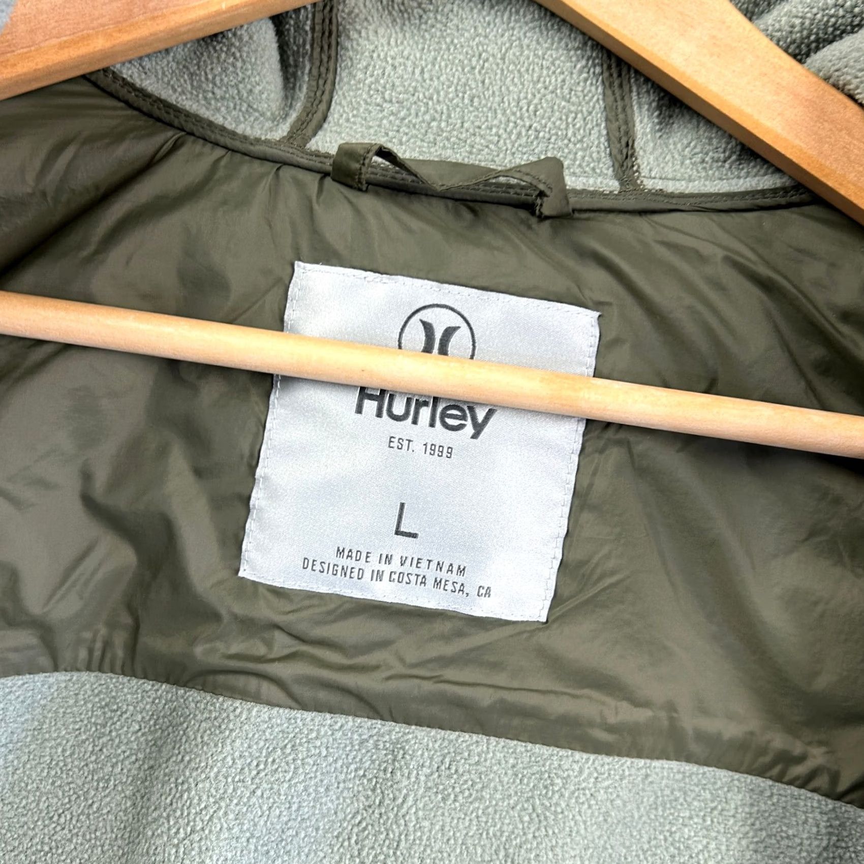 Hurley Hurley Sonora Jacket Mens L Green Hooded Full Zip Soft Shell Logo Windbreaker Size US L / EU 52-54 / 3 - 4 Thumbnail
