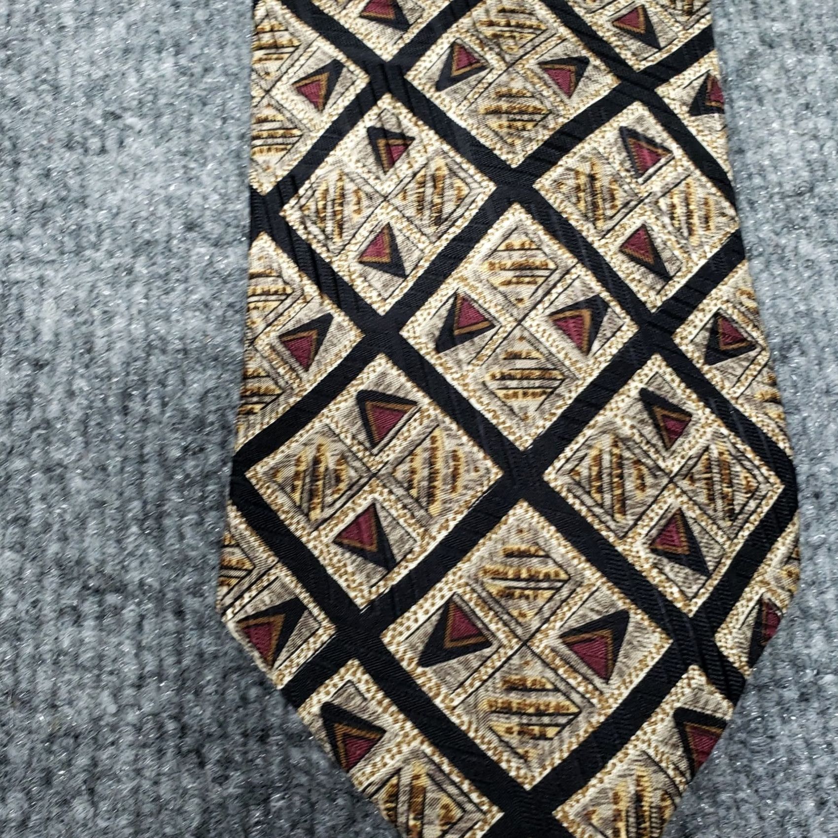 Robert Talbott Robert Talbott Designer Tie Mens Beige Geometric Silk Handsewn Studio USA Size ONE SIZE - 2 Thumbnail