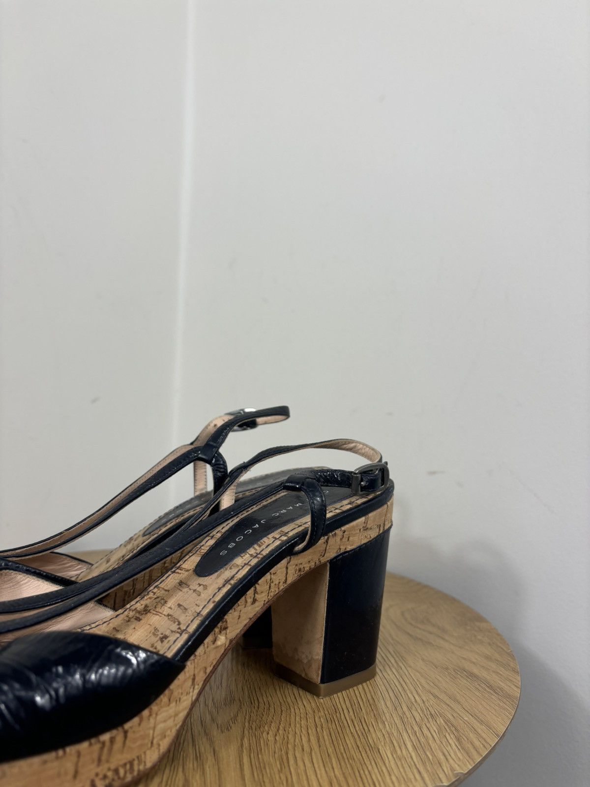 Marc by Marc Jacobs Marc By Marc Jacobs Navy Leather Cork Block Heel Sandals Size US 9.5 / IT 39.5 - 11 Thumbnail