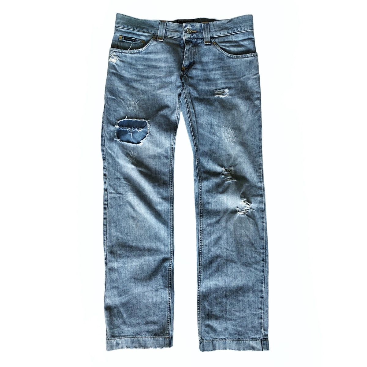 Dolce & Gabbana 🧿distressed patchwork denim jeans washed light blue Size US 32 / EU 48 - 1 Thumbnail