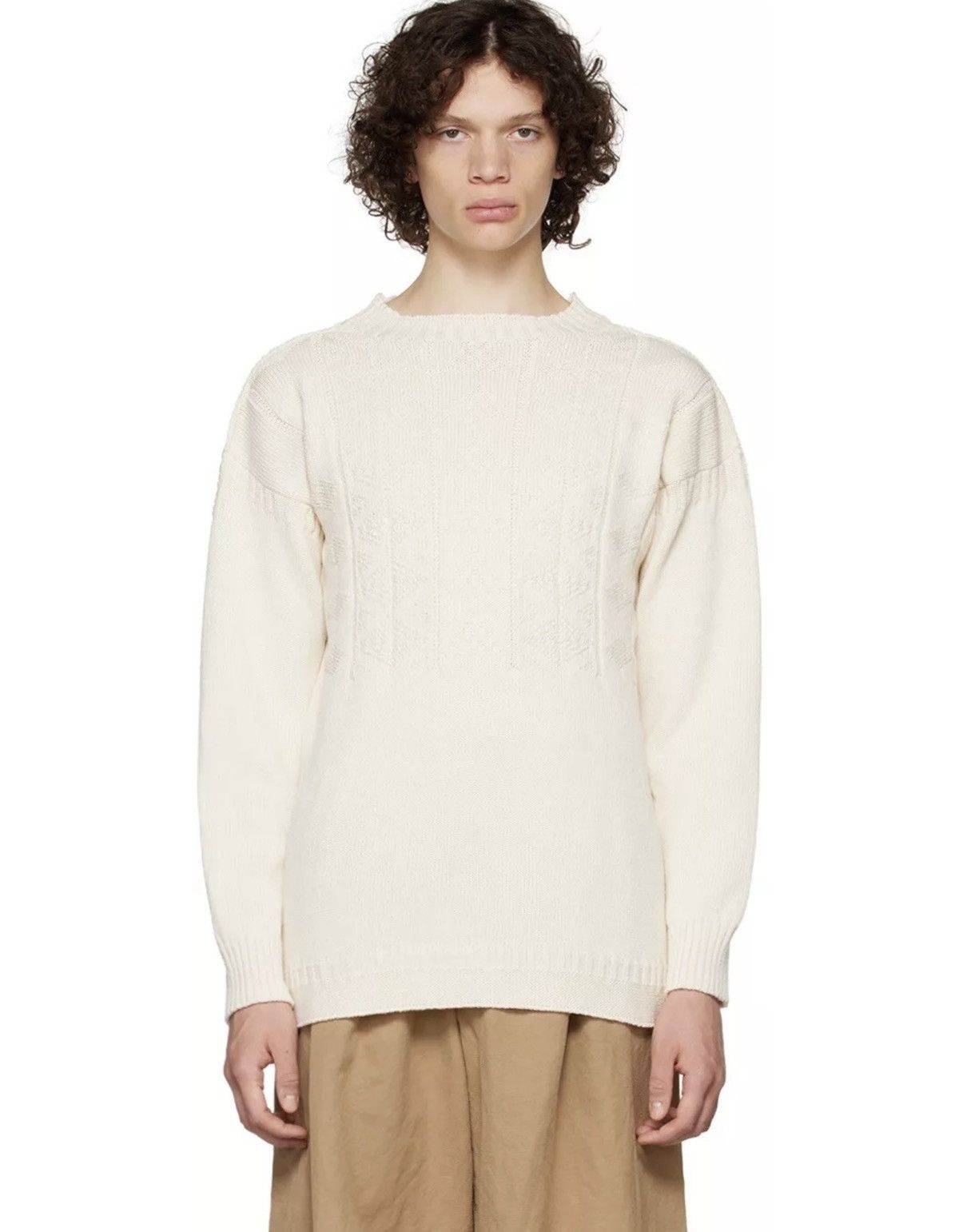 Maison Margiela New Margiela Runway Half Cable Knit Half Regular Sweater Size US S / EU 44-46 / 1 - 1 Thumbnail