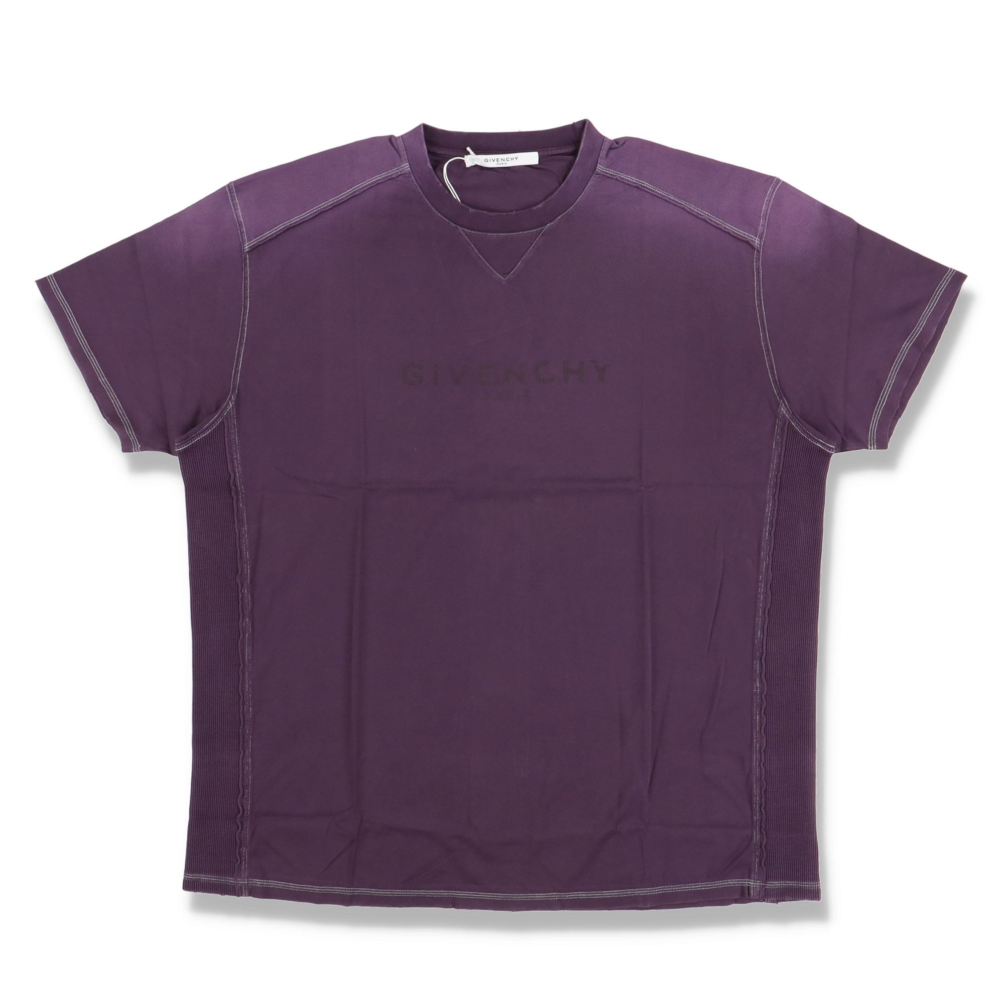 Givenchy Purple Ribbed Blurred Logo Oversized T-Shirt Size US S / EU 44-46 / 1 - 1 Thumbnail