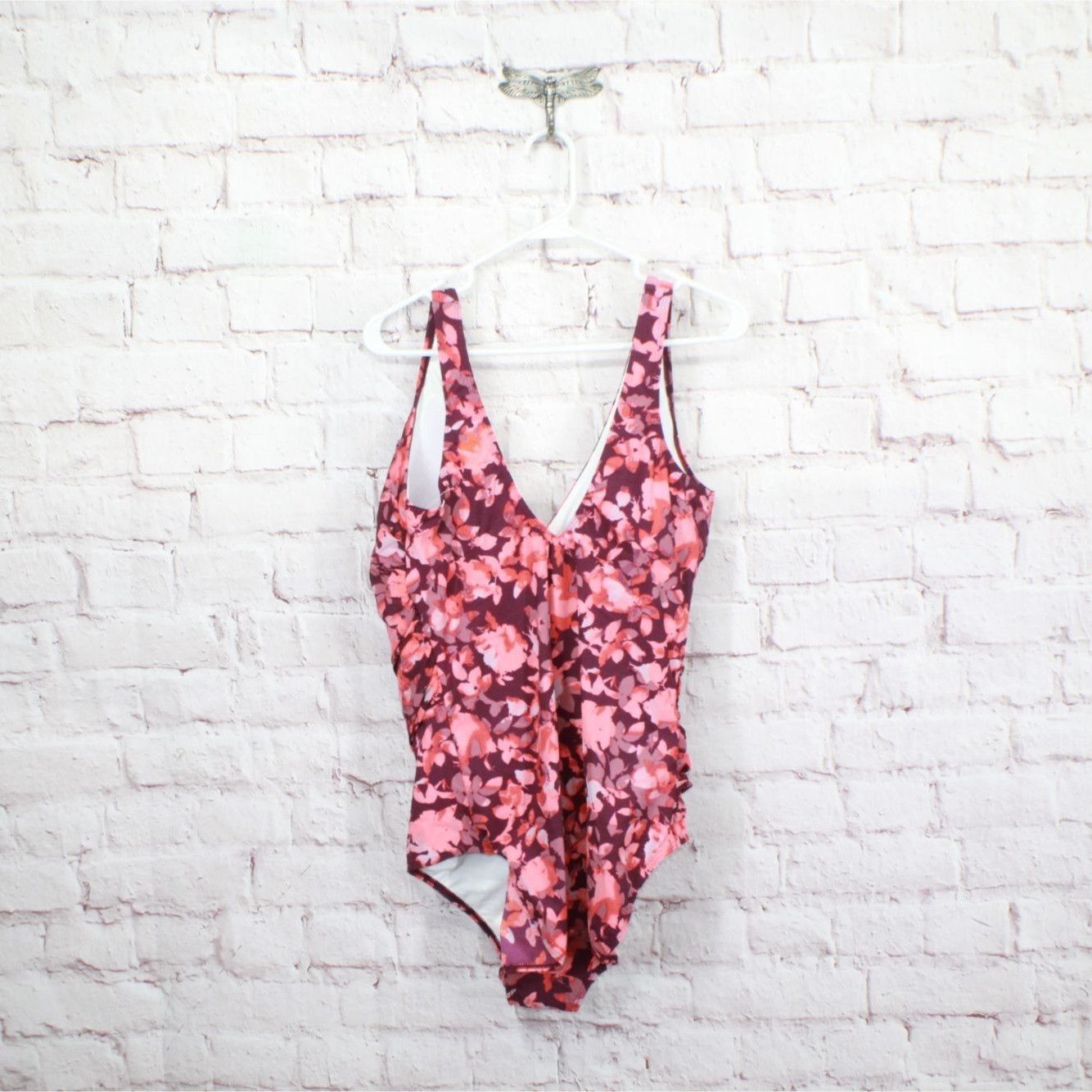L.L. Bean LL Bean Women's Shaping Swimwear Tanksuit Floral Pink Print Size 3XL / US 20-22 - 6 Thumbnail