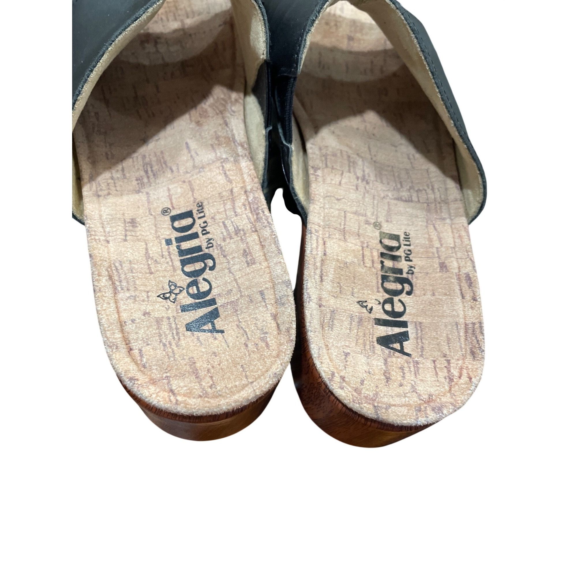 Other Alegria By PG wms black leather open toe 2.5" wedge heels sz Size US 8.5 / IT 38.5 - 10 Thumbnail