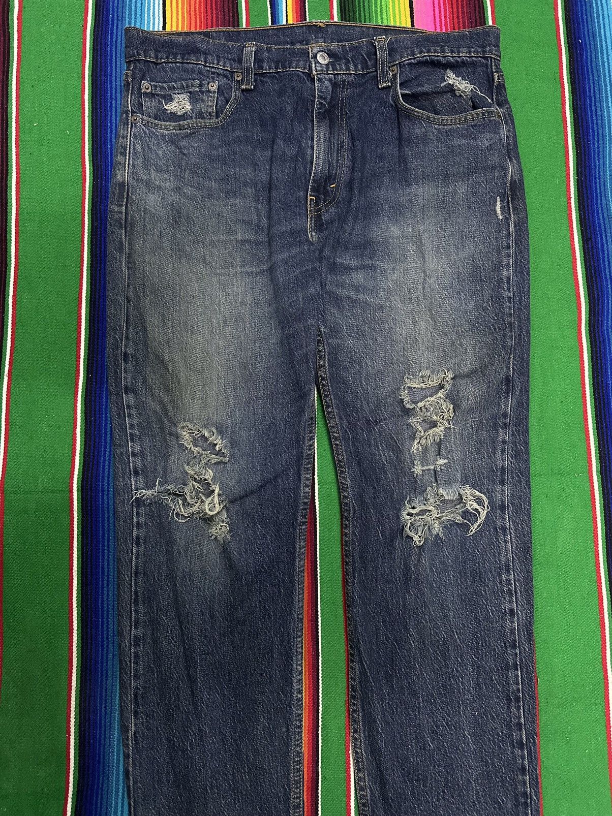 Levi's Vintage Clothing 💥Levis💥502 distress Crazy design 💥 Size US 36 / EU 52 - 2 Thumbnail