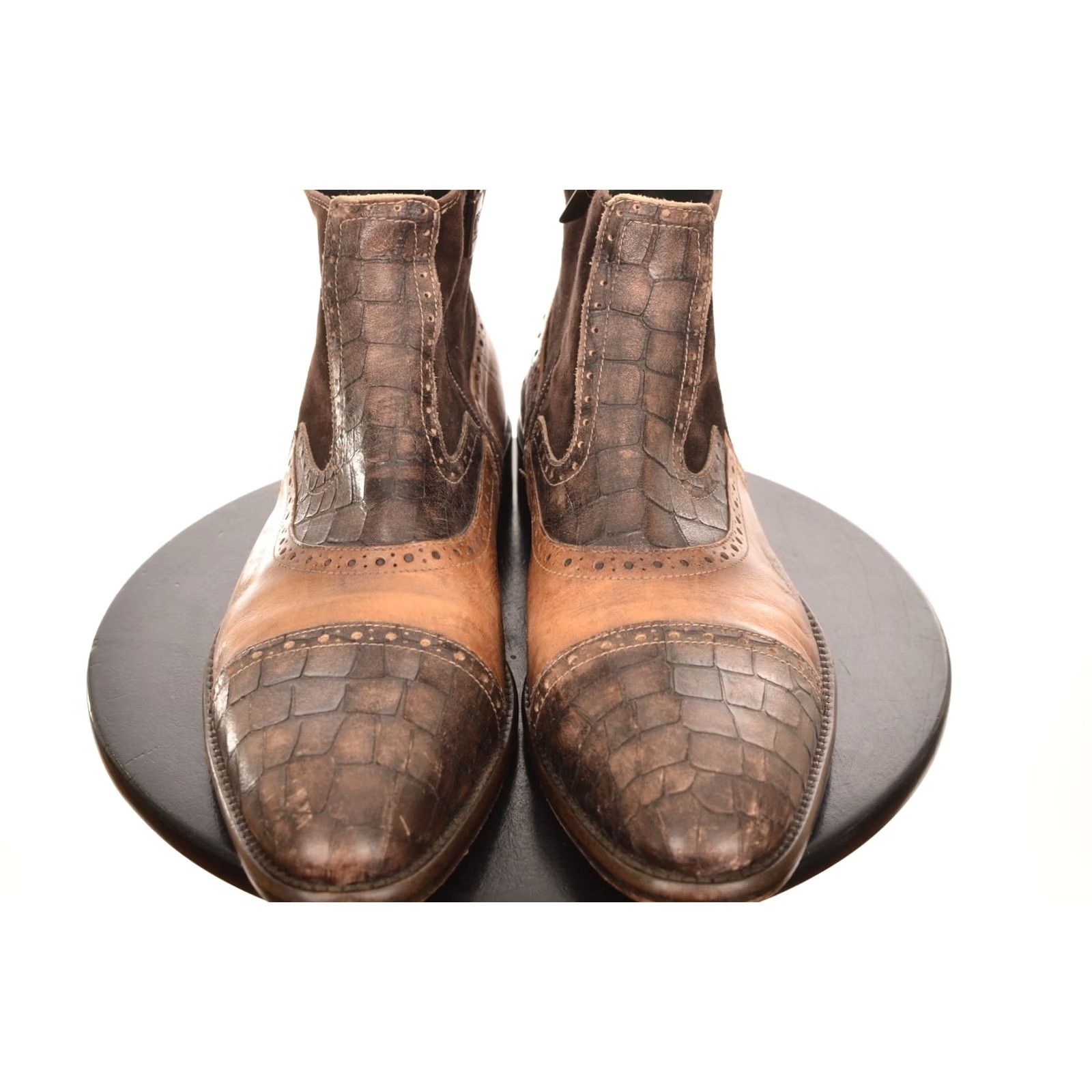 Vintage Jo Ghost DDP Brown Leather Croc Boots Size 39 Mens Boots Size US 6 / EU 39 - 2 Thumbnail