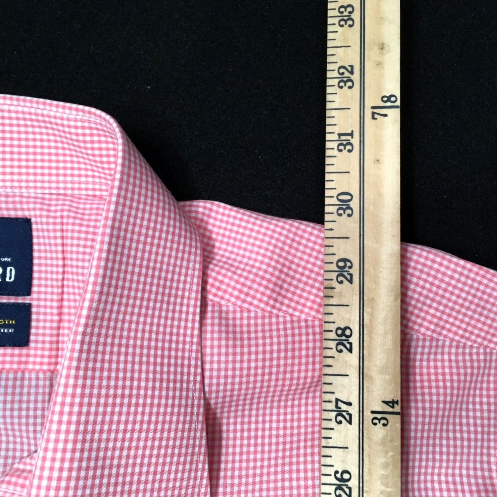 Stafford Stafford Dress Shirt Mens 16.5 32/33 PINK CHECK Button Up TRAVEL EASY CARE Size 46R - 7 Thumbnail