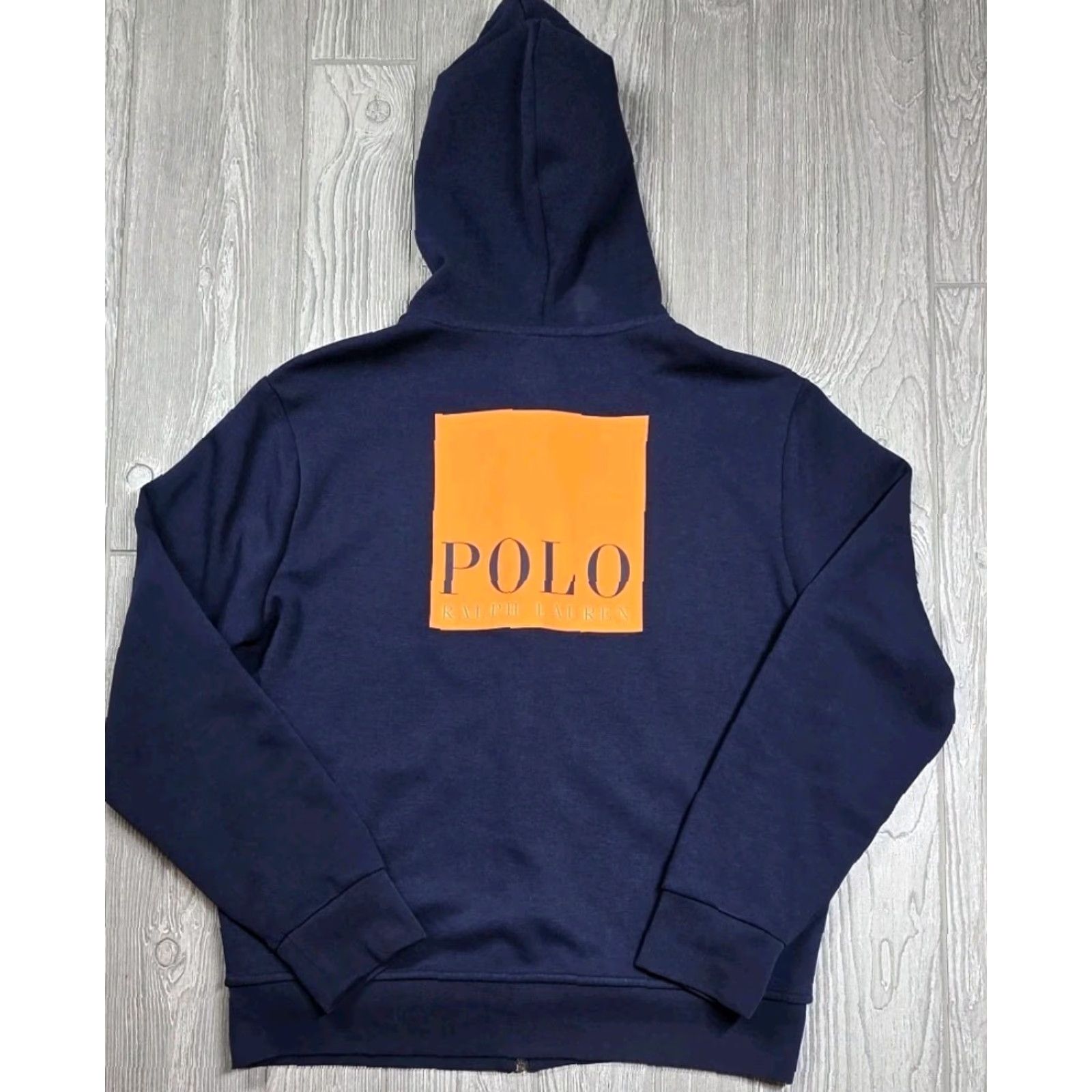 Polo Ralph Lauren POLO RALPH LAUREN Men's Blue Double-Knit Full Zip Hoodie Box Logo Orange Hoodie Men's Blue Polo Ralph Lauren Full Zip Hoodie Box Logo Orange Size US L / EU 52-54 / 3 - 4 Thumbnail