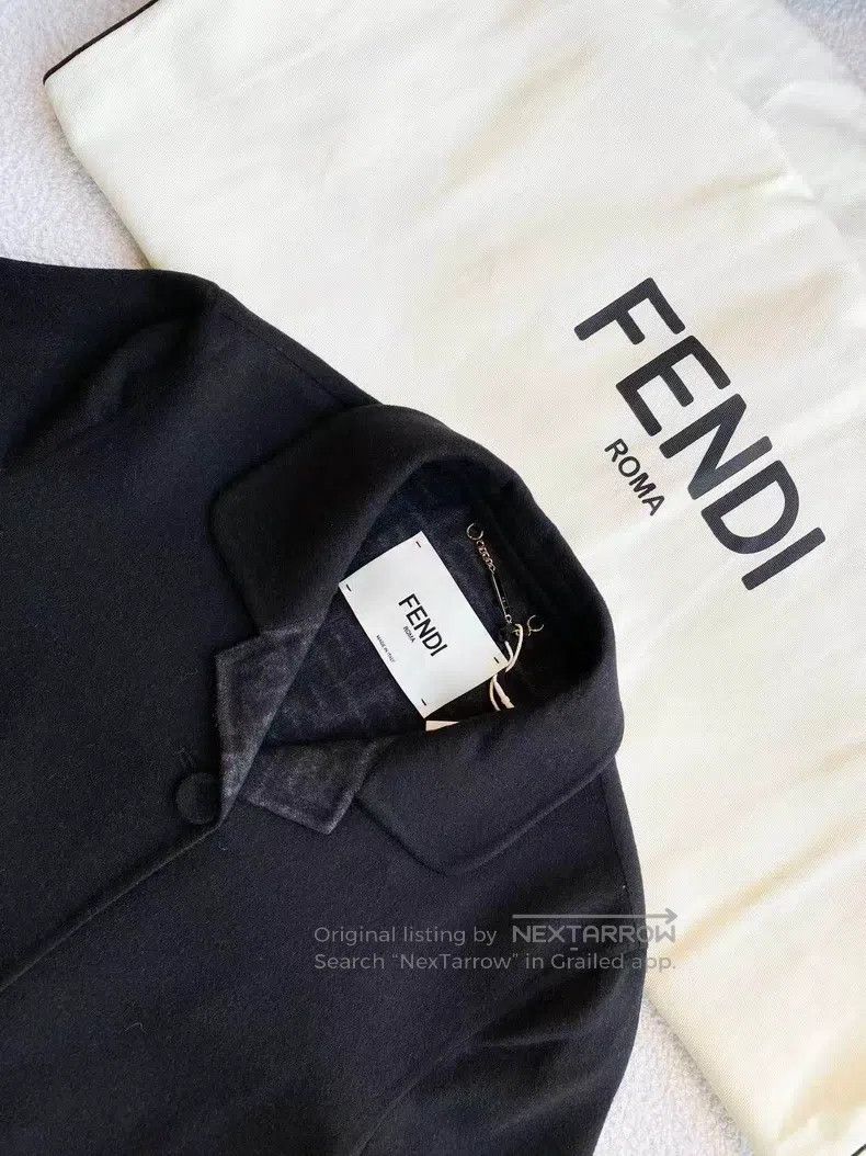 Fendi Fendi 23ss Black and Gray Lined Monogram Print Belted Wool Size XS / US 0-2 / IT 36-38 - 4 Thumbnail