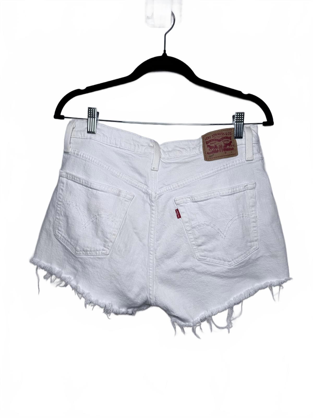 Levi's Levi's White Denim Shorts - Size W31 Size 31" - 2 Thumbnail