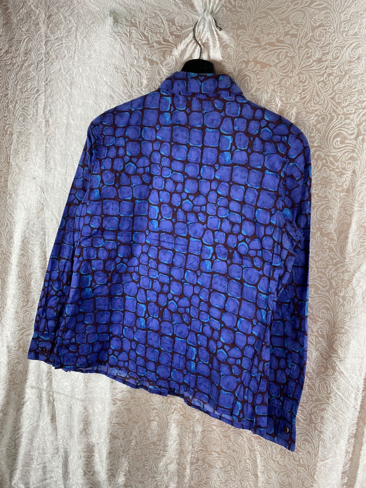 agnes b. Vintage Agnès b. Paris Blue Abstract Pattern Shirt Size 40 Size M / US 6-8 / IT 42-44 - 8 Thumbnail