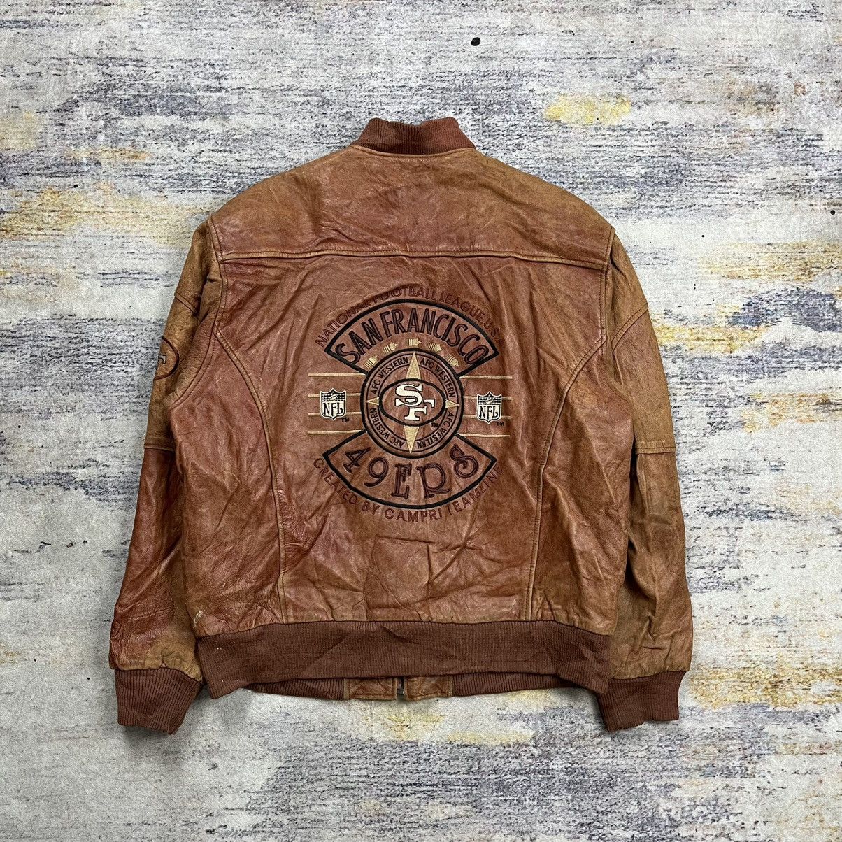 NFL Vintage 90s Nfl 49ers bomber leather jacket by campri Size US L / EU 52-54 / 3 - 1 Thumbnail