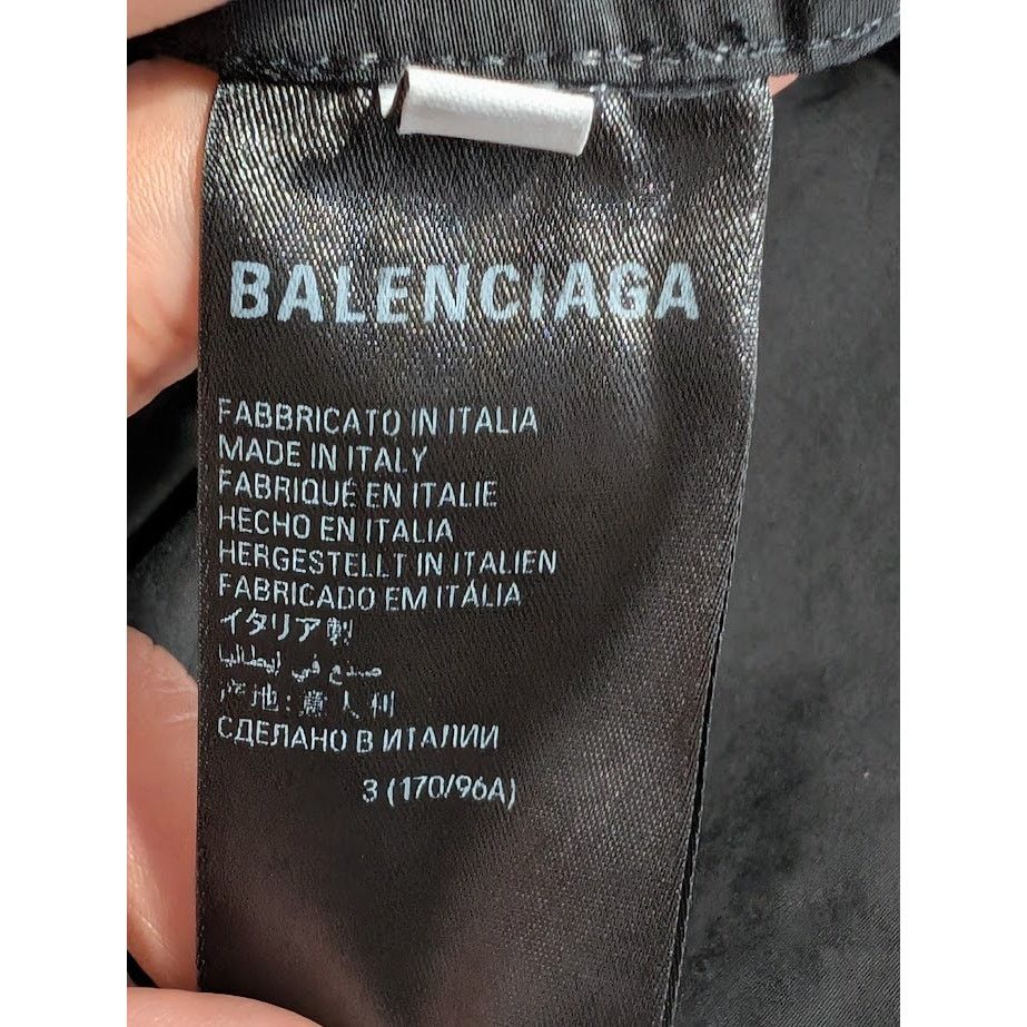 Balenciaga o1rshd1 Cotton Poplin Graffiti Oversized Shirt in Black Size US L / EU 52-54 / 3 - 15 Thumbnail