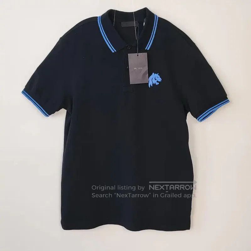Prada Prada Men's Black Polo Shirt with Blue Accents. Size US M / EU 48-50 / 2 - 1 Thumbnail