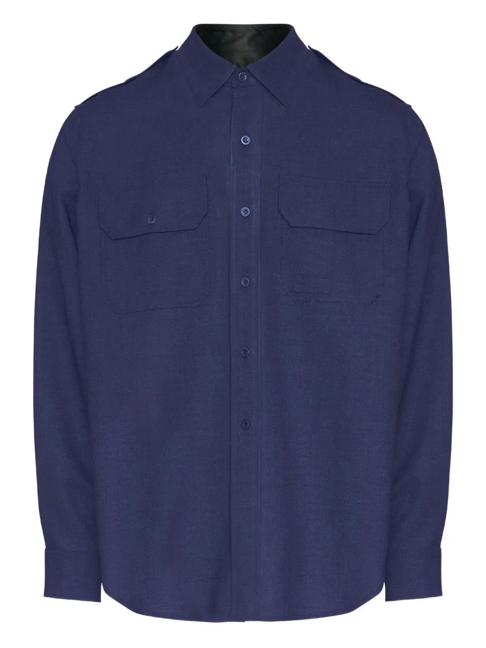 Maison Margiela o1w1db10526 Wool Shirt in Navy Blue Size US M / EU 48-50 / 2 - 1 Thumbnail