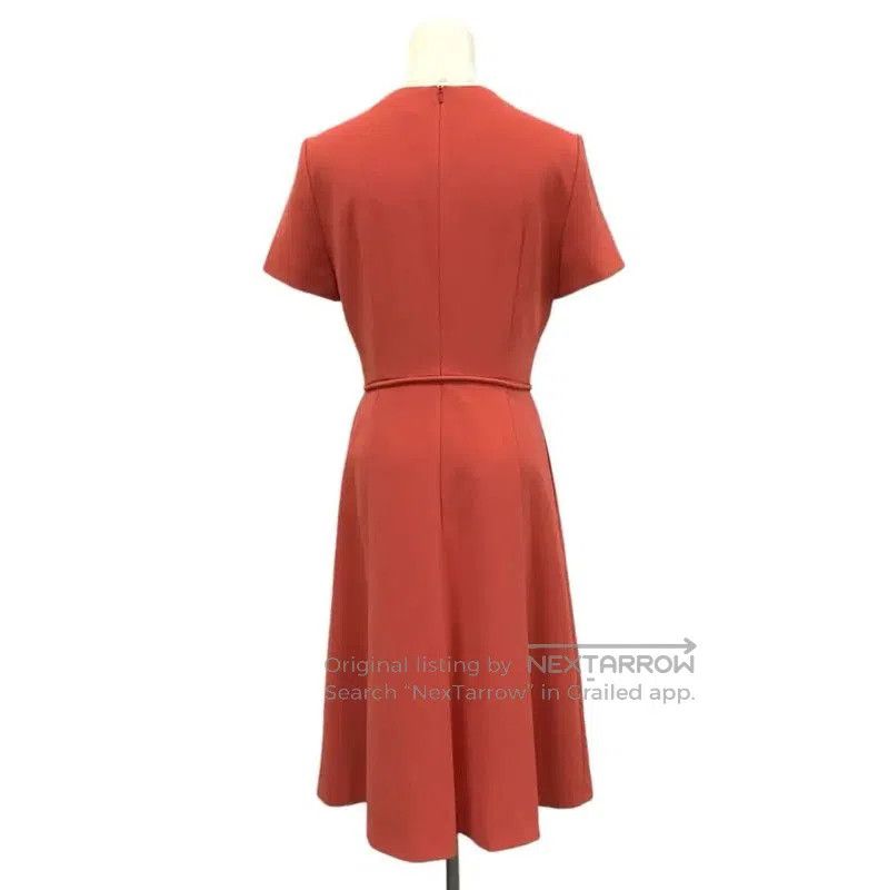 Max Mara MaxMara Red V-Neck Dress with Belt . Size M / US 6-8 / IT 42-44 - 2 Thumbnail
