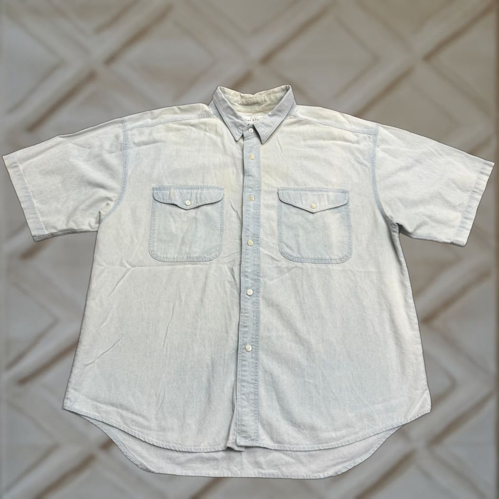 Anchor Blue VINTAGE Anchor Blue 90s Chambray Button-Down Shirt Adult XL Blue Skater Casual Mens Size US XL / EU 56 / 4 - 1 Thumbnail