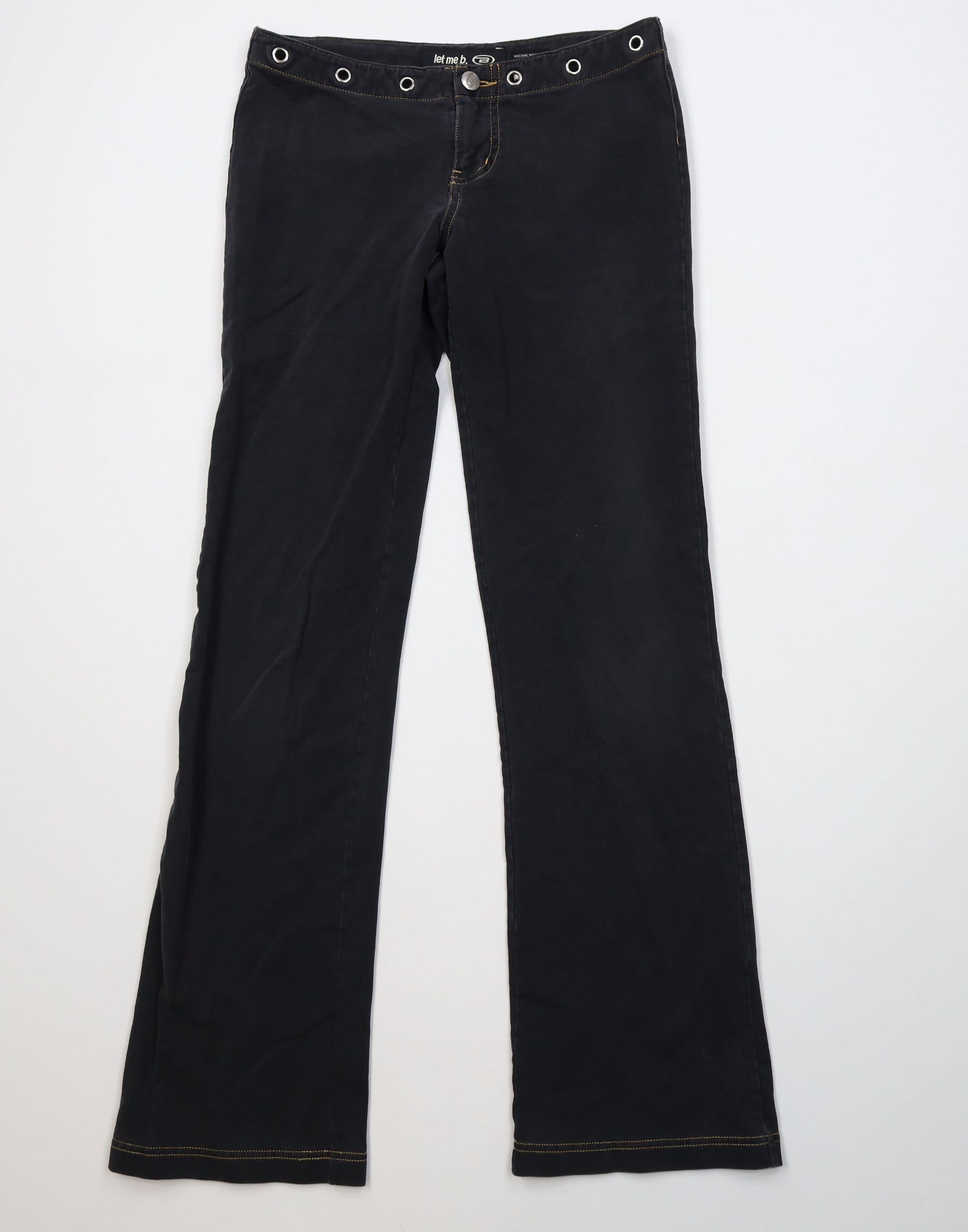 Vintage Vintage 90s Y2K Streetwear Ribbed Knit Rivet Pants Black Size 27" / US 4 / IT 40 - 1 Thumbnail