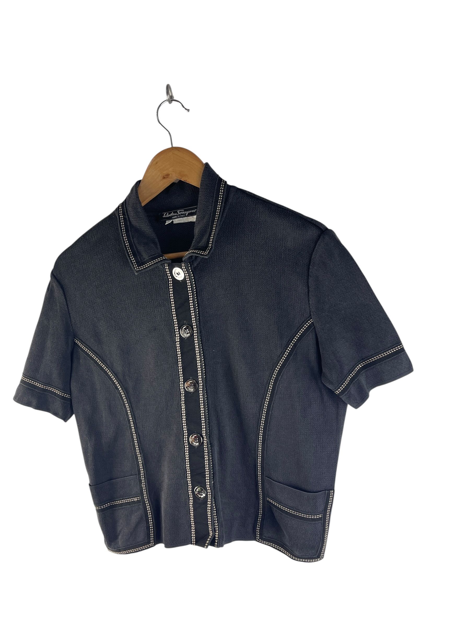 Salvatore Ferragamo Vintage Salvatore Ferragamo Cropped Button Top Size US S / EU 44-46 / 1 - 6 Thumbnail