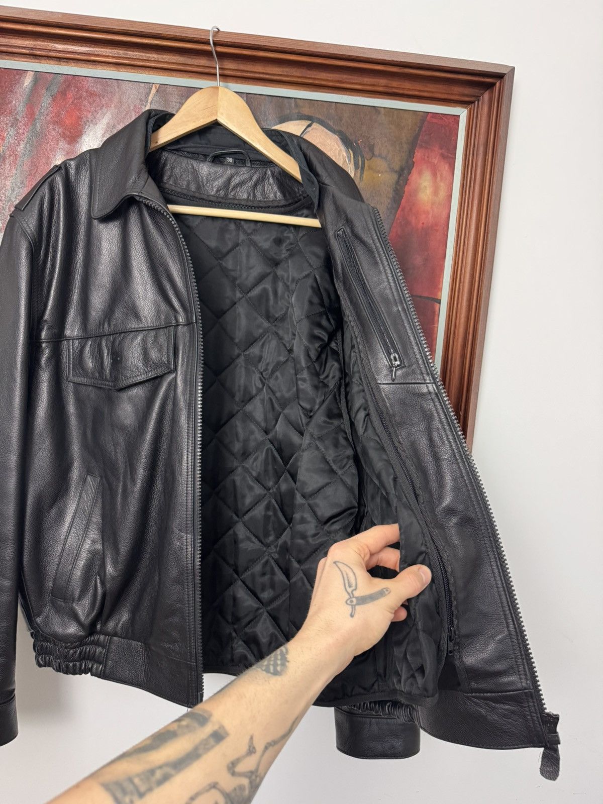 Leather Vintage Genuine Real Leather Jacket High Quality Rock Punk Size US L / EU 52-54 / 3 - 2 Thumbnail