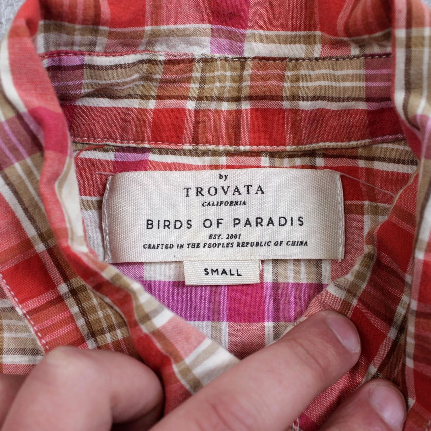 Vintage Birds of Paradis Shirt Women Small Red Plaid Button Long Sleeve Coastal Boho Size S / US 4 / IT 40 - 3 Thumbnail