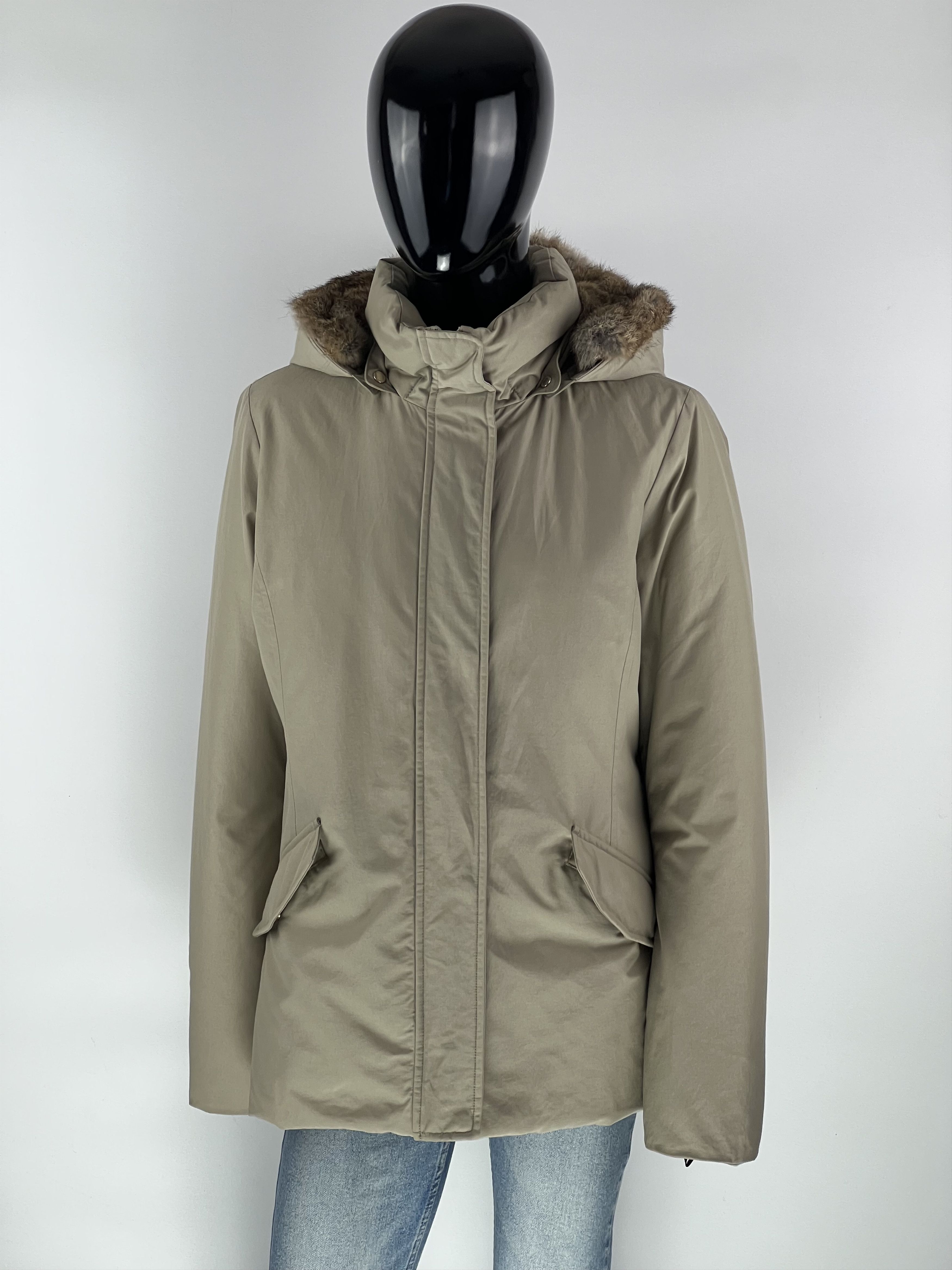 Woolrich Woolen Mills Woolrich Women's Beige Down Hooded Jacket Size L / US 10 / IT 46 - 1 Thumbnail