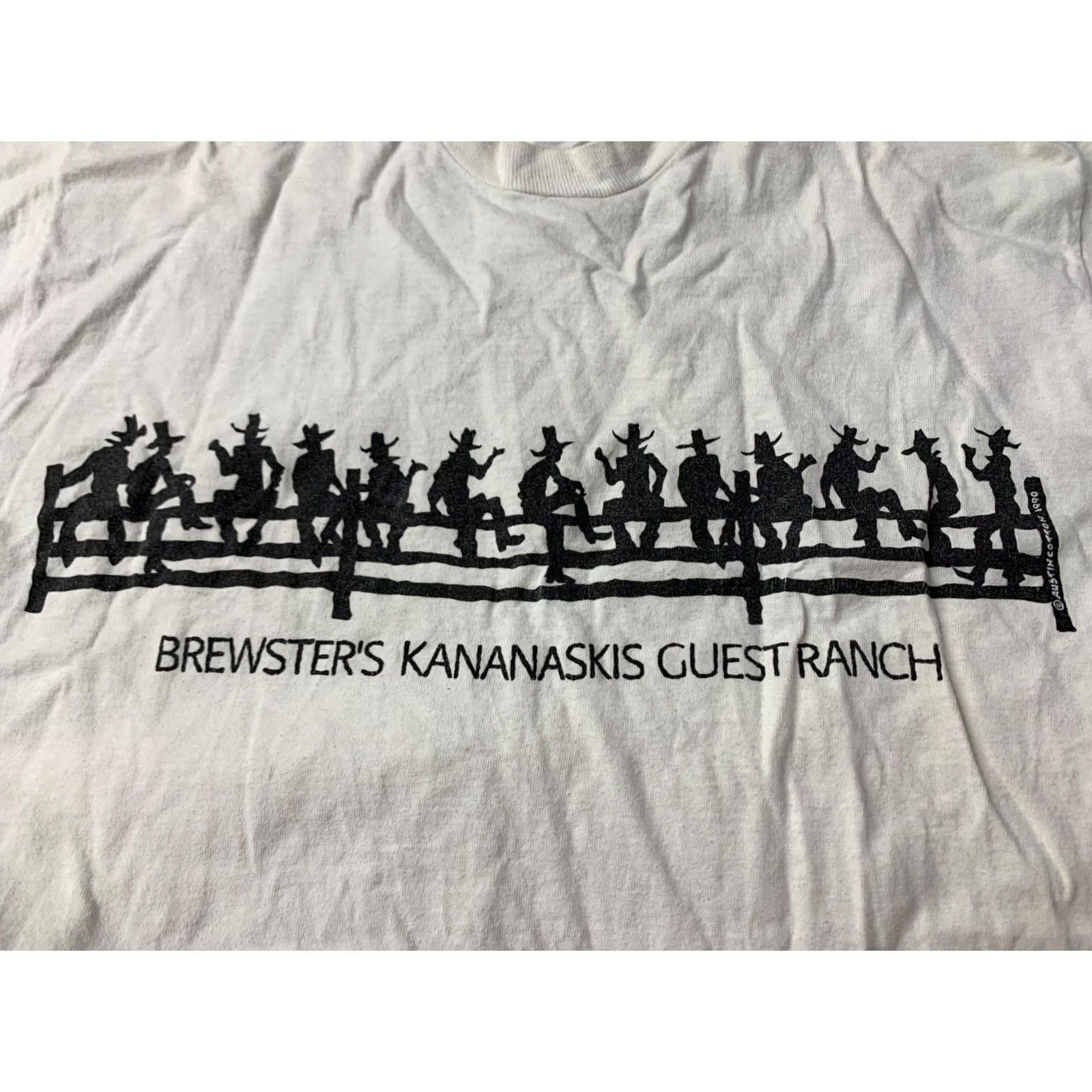 Fruit Of The Loom Brewster's Kananaskis Guest Ranch Shirt Men L White 1990s Vintage Jersey Tee Brand: Fruit of the Loom Size US L / EU 52-54 / 3 - 4 Thumbnail