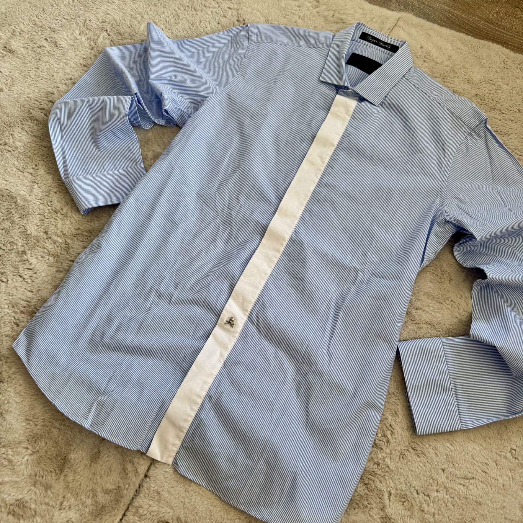 Philipp Plein Philipp Plein Striped Shirt w/ White Placket – Size L Size US L / EU 52-54 / 3 - 4 Thumbnail