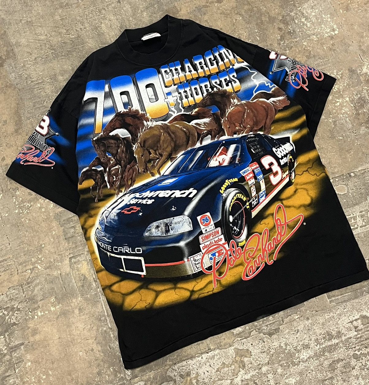 image of Nascar All Over Print Dale Earnhardt Tee Shirt Size Xxl in Black, Men's