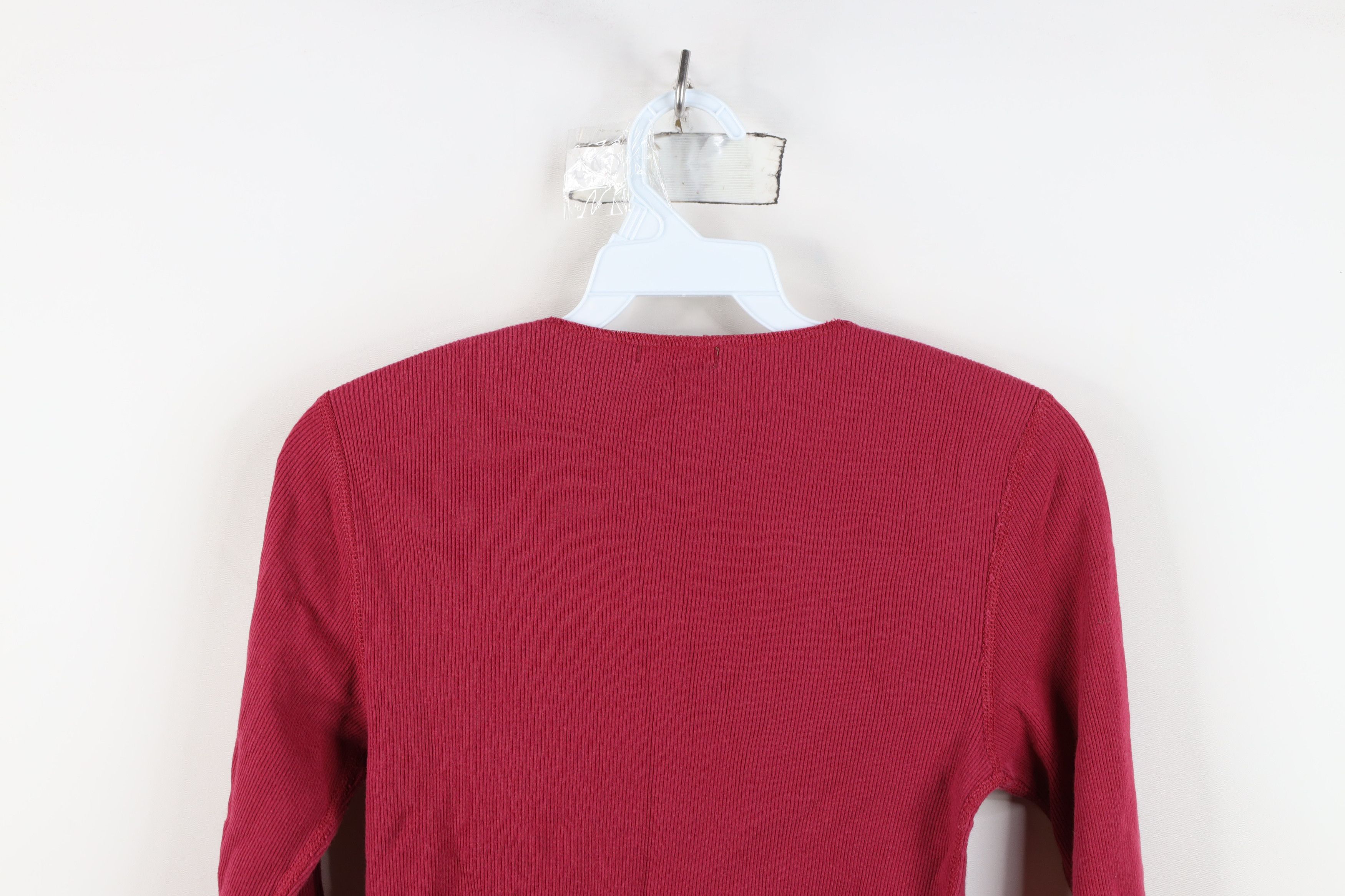 J.Crew Vintage 90s Y2K J Crew Babydoll Ribbed Thermal Knit T-Shirt Size S / US 4 / IT 40 - 9 Thumbnail