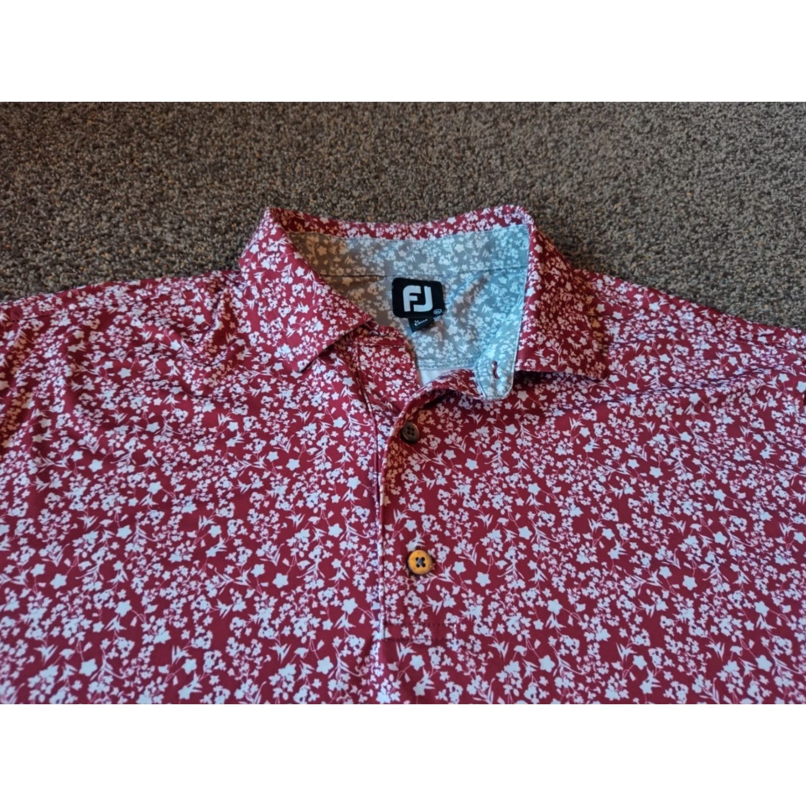 Footjoy FootJoy Polo Shirt Mens XL Red White Floral Wild Rock Golf Club Stretch Read Size US XL / EU 56 / 4 - 3 Thumbnail