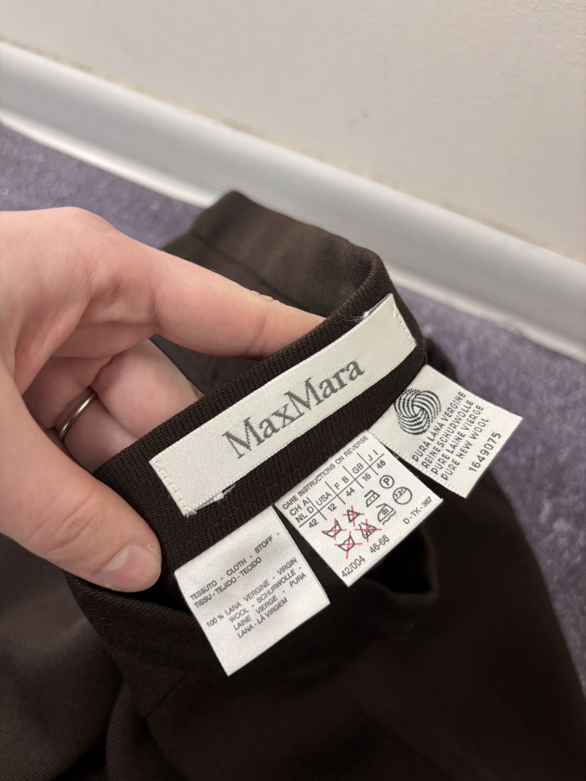Max Mara Max Mara Women’s Brown Tailored Wool Straight Skirt Size 34" / US 12 / IT 48 - 13 Thumbnail