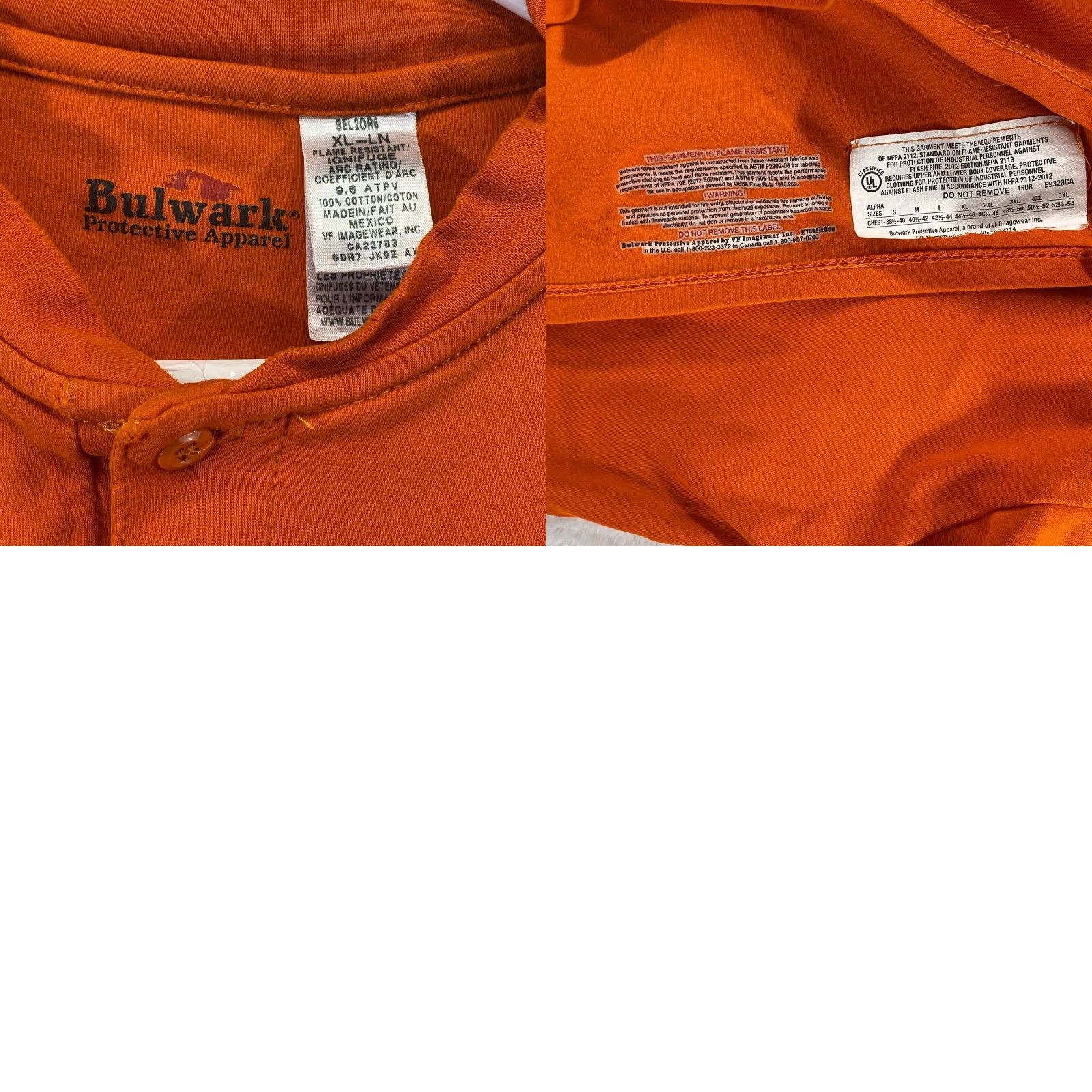 Vintage VINTAGE Bulwark Workwear FR Mens Size XL Flame Resistant Henley Orange Shirt Long Sleeve Size US XL / EU 56 / 4 - 8 Thumbnail