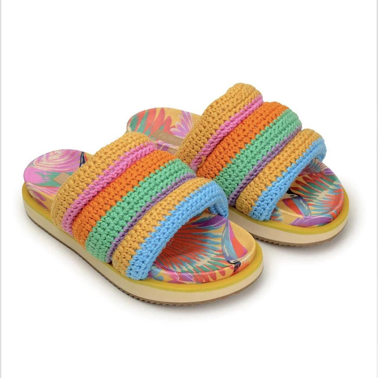 image of Farm Rio Colorful Toucan Crotchet Anatomic Sandal, Women's (Size 8)