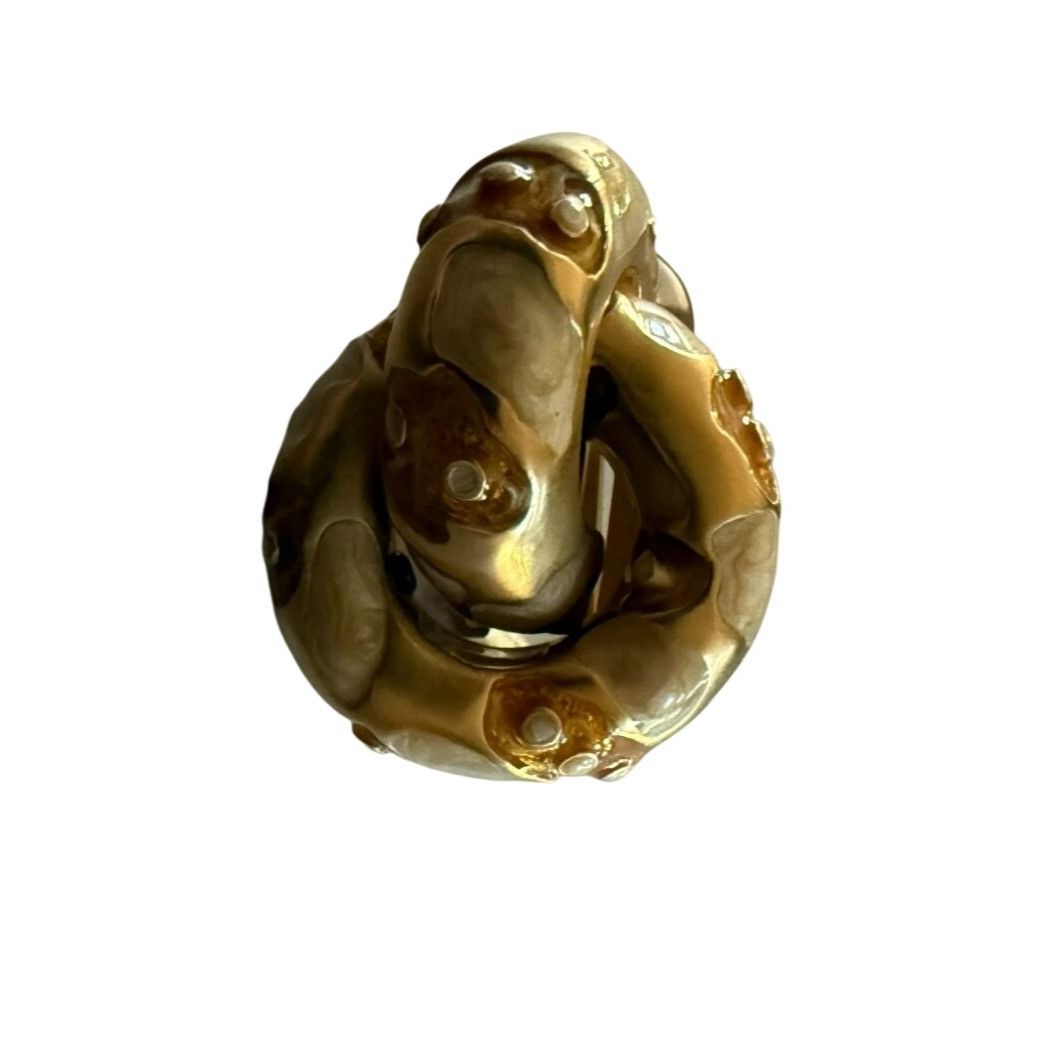 Other Vintage 80s St John Sculptural Abstract Pebbled Goldtone Cli Size ONE SIZE - 2 Thumbnail