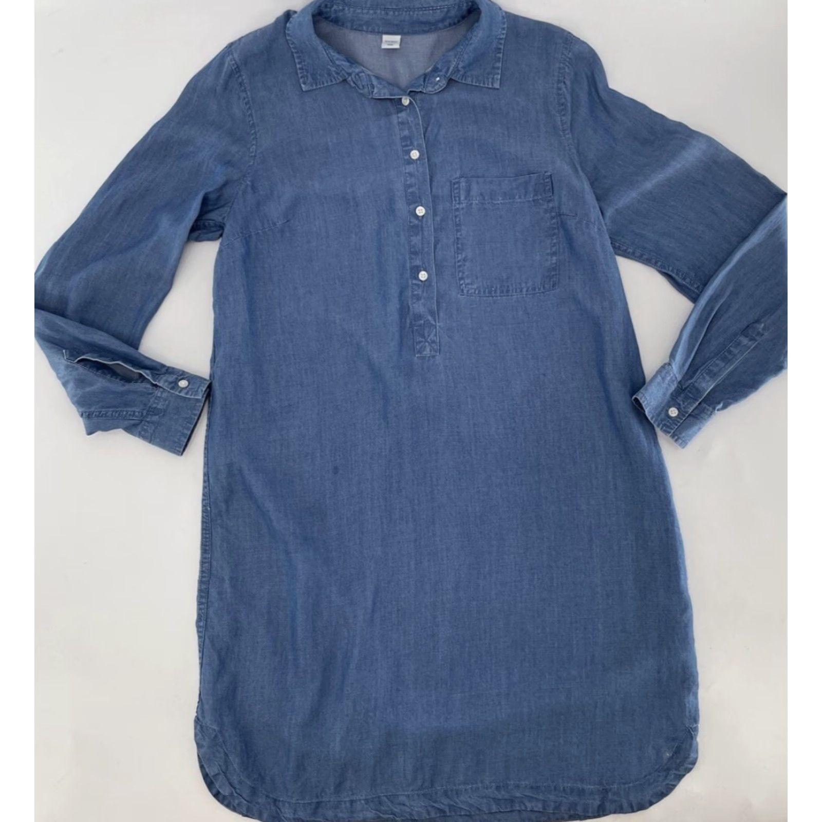 Old Navy Old Navy Chambray Shirt Dress Button Front Blue Long Sleeve S Womens Regular Size 100% Lyocell Casual Vintage No N/A Size S / US 4 / IT 40 - 3 Thumbnail