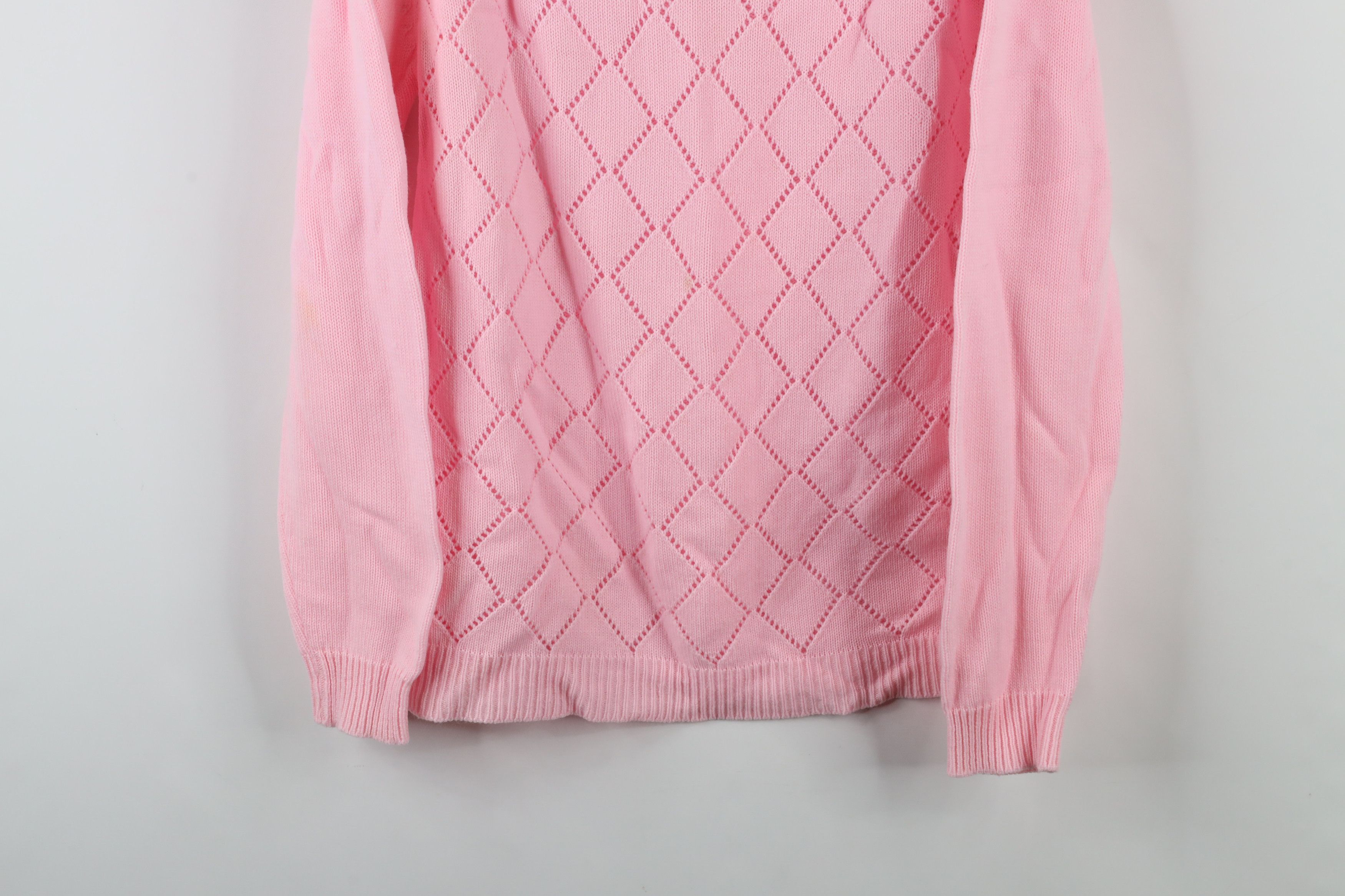 Vintage Vintage 70s Streetwear Ribbed Knit Back Zip Sweater Pink Size S / US 4 / IT 40 - 3 Thumbnail