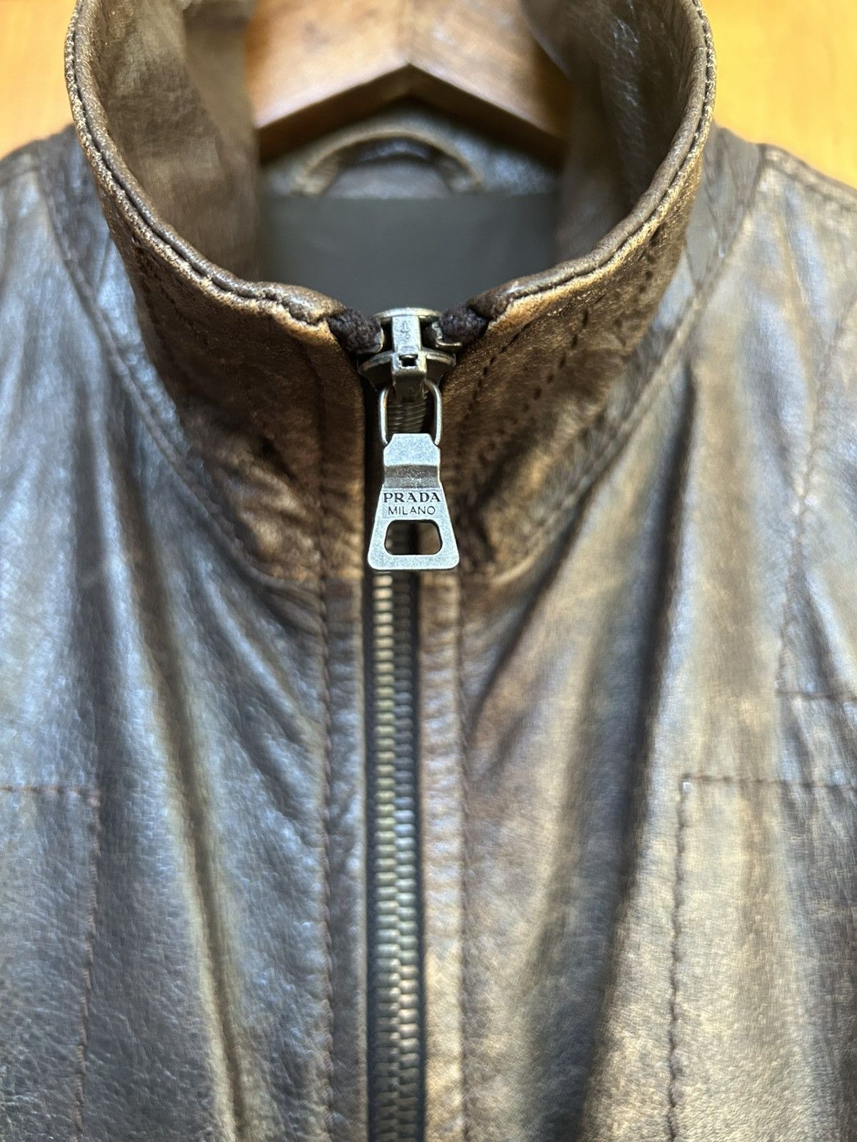 Prada Prada Leather Zip Motorcycle Jacket SYV058 Size US M / EU 48-50 / 2 - 8 Thumbnail