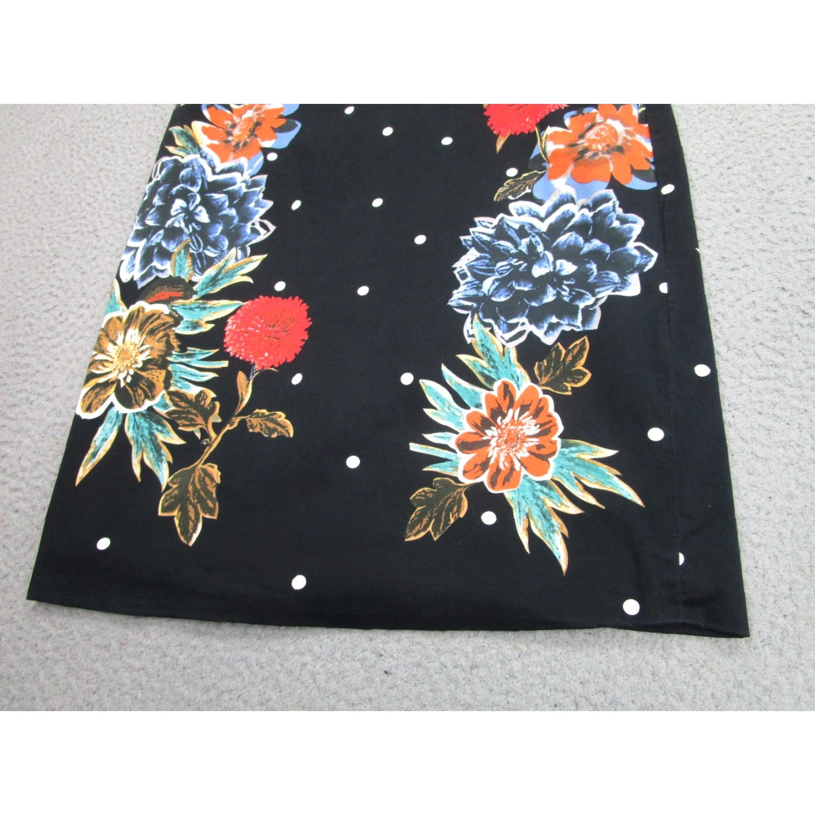 Vintage Baraschi Skirt Womens 6 Black Floral Polka Dot Pencil Knee Length Lined Stretch Size 28" / US 6 / IT 42 - 3 Thumbnail