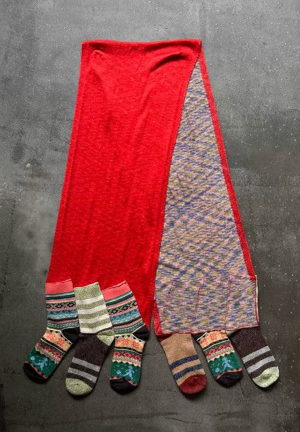 Ne-Net Ne-net Asymmetric Structural Sock Patchwork Scarf / Shawl Size ONE SIZE - 2 Thumbnail