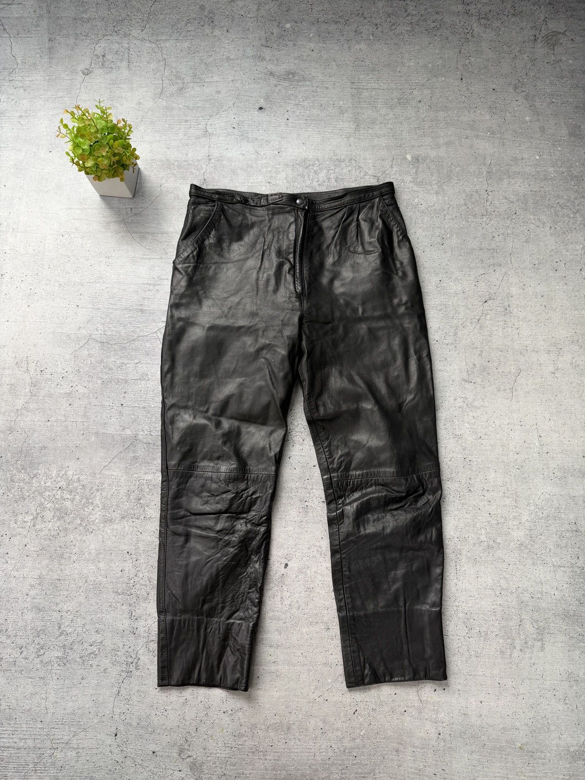Leather Vintage 1990s Leather Black Riding Chap Pants Emo Pants Size US 35 - 1 Thumbnail